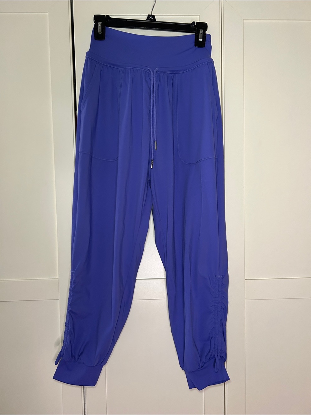 Drawstring High-Waist Harem Joggers — Vibrant Royal Blue